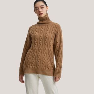 Ultra High-Neck Cable-Knit Wool Sweater